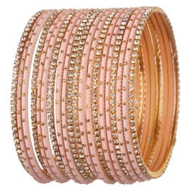 Efulgenz Indian Bangle Set Rhinestone CZ Plain Metal Bracelet Bangle Jewelry for Women, 2-8, Metal, not known