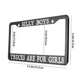 oFloral Silly Boys Trucks are for Girls Aluminum Alloy License Plate Frame White Black Applicable to US Standard Car Metal Car Tag Frame Funny Front License Plate Cover Holder for Women Men(1 Pack)