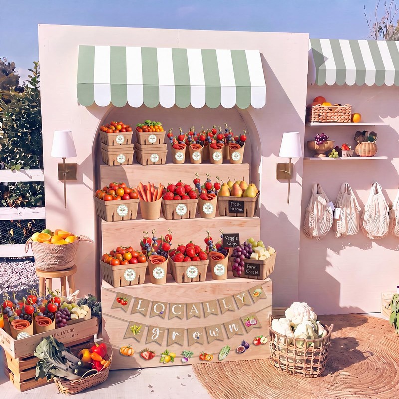 Domensi 405 Pcs Locally Grown Baby Shower Farmers Market Decorations