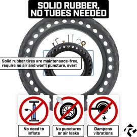 Revere USA Solid Electric Scooter 8.5 inch Tire, 8.5" x 2.0" Tubeless Front or Rear Replacement Honeycomb Rubber Tires Xiaomi m365, Mijia Pro, Gotrax GXL V2, Gotrax XR, 8 1/2'' Wheels Solid Tires 2pc