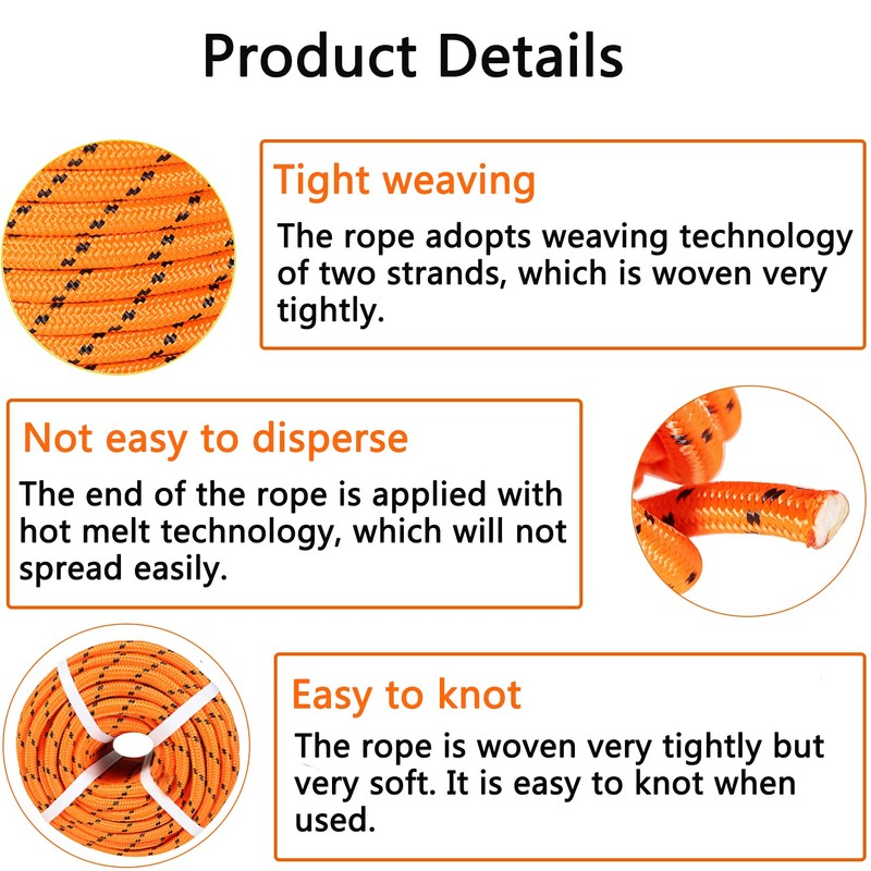 findmall 1/2 Inch Polyester Rope Double Braid Pulling Ropes for