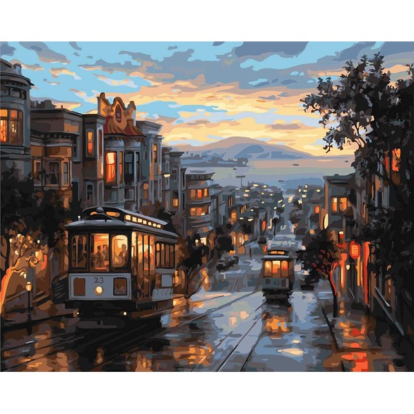 Awesocrafts Paint by Numbers Kits, San Francisco's Twilight Street Number
