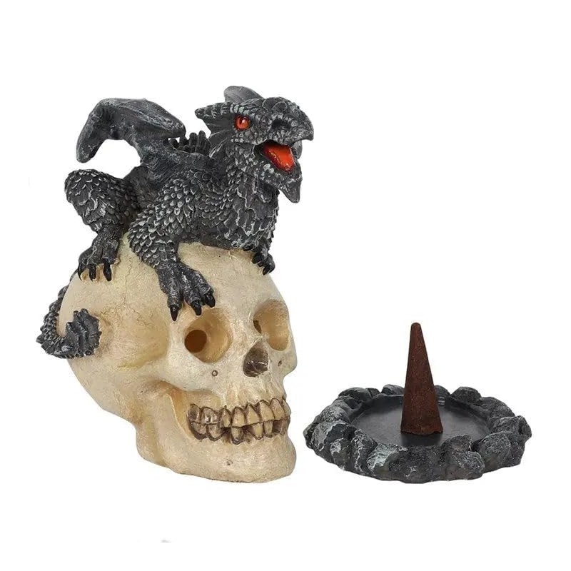 Incense Cone Burner | Black Dragon & Skull By Ann