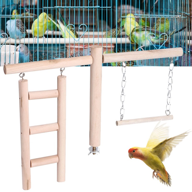 Pet Bird Parrot Chewing Biting Stand Toy Parrot Wood Climbing