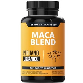Maca Blend | Maca Peruana Orgánica | Maca Amarilla, Negra y Roja | Sin Azúcar - Suplemento Alimenticio Vegano Beyond Vitamins - Ingredientes NON GMO - Ingredientes NON GMO (180 Cápsulas)
