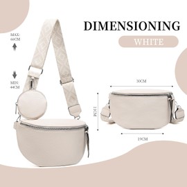 ER.Roulour Shoulder Bag Bum Bag Women's Soft Leather Belt Bag Waist Bag with Wide Strap and Coin Crossbody Bag, beige, Retro