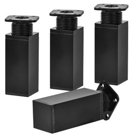 TCHOSUZ 2 inch / 5cm Metal Furniture Legs, Pack of 4 Modern Adjustable Aluminum Alloy Square Replacement Feet for Home DIY Projects Couch Sofa Cabinet Nightstand TV Stand Black
