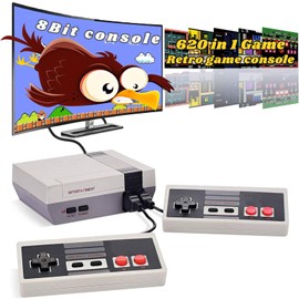 Retro Game Console with 600 Video Games,Classic Mini Game System with Wired Controller, AV Output Plug and Play,Retro Toys Gifts Choice for Children and Adults. (Gray)