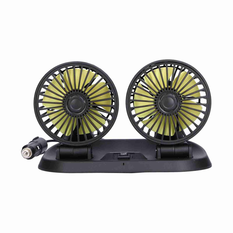 Electric Car Fan 360° Rotatable DoubleHead 5 Blades 2 Speeds