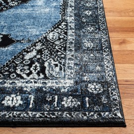 SAFAVIEH Vintage Hamadan Collection VTH217M Oriental Traditional Persian Non-Shedding Living Room Bedroom Area Rug, 2'7" x 5', Blue / Grey