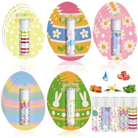 Leelosp 15 Pack Easter Gifts Bulk for Adults Women, Easter Basket Stuffers Bunny Lip Balm Egg Basket Fillers Natural Moisturizing Lip Care for Employee Teachers Staff Family Party Favors