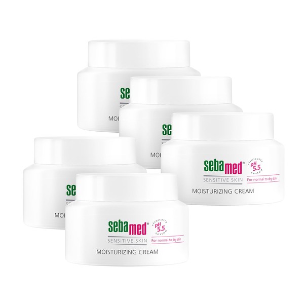 Sebamed Moisturizing Face Cream for Sensitive Skin Antioxidant pH 5.5 Vitamin E Hypoallergenic 2.6 Fluid Ounces (75mL) Ultra Hydrating Dermatologist Recommended Moisturizer (Pack of 5)