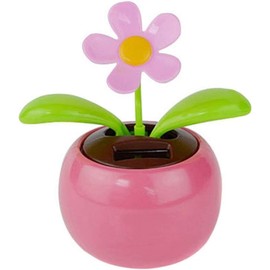 Pink Solar Powered Dancing Swinging Flower Car Ornament Home Office Decor Gift (4.72" x 2.76")