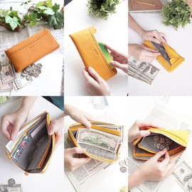 Dakota DA-35273 Women's Long Wallet, L-Shaped Zipper, Genuine Leather, yellow (mustard)