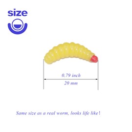 Fake Maggots Soft Worm Tipped Lure Wax Worms for Fishing or Pranks,Ice Fishing Lures Baits Perfect for Crappies Sunfish Catfish Bream Blue Gills Perch Trout Worms,Yellow&Red Head,30PCS,LXLVOUEG