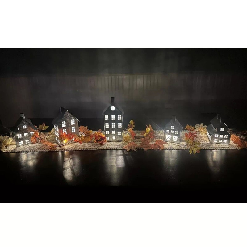 Emryn House 5pc Farmhouse Village Set with String Lights