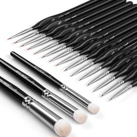 Golden Maple Model Paint Brushes Dry Brush - 18PC Large Dry Brush Set with Miniature Detail Paint Brush Set 3/0 5/0 10/0 for Effortless Miniature Painting, Scale Model, Citadel, 40k