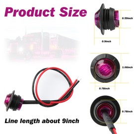 ALFU 3/4" Inch 20Pcs Purple Round LED Trailer Side Marker Clearance Lights Front Rear Top Marker Indicators Tail Light Waterproof for Truck Car Bus Van Pickup RV
