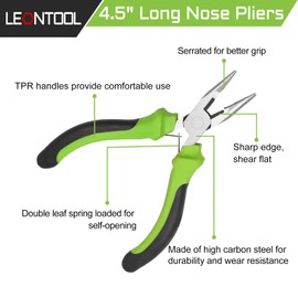 LEONTOOL 4.5 Inch Long Nose Pliers with Wire Cutter Small Serrated Jaws Cutters Jewelry Making Pliers Handcraft Beading Repair Tool Mini Professional Handcraft Tools for Jewelry Making Crafting