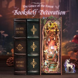 【The Grace of The Forest】CUTEBEE Book Nook Kit - DIY Miniature House Dollhouse Kit for Adults, Teens, 3D Wooden Puzzle Unicorn Bookshelf Insert Decor, Christmas Birthday Gifts for Family, Friends:_2KITS(HY01+HY02)