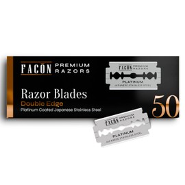 50 Facón Double Edge Razor Blades for Safety Razor, Safety Razor Blades for Shaving, Platinum Japanese Stainless Steel for Smooth & Precise Shave, Premium Replacement Razor Blade for Men & Women