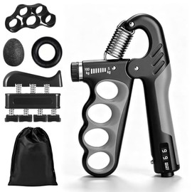 HONGHCL Ejercitador de Mano y Antebrazo - 6pcs Fortalecedor de Agarre de Mano Ajustable 5-100kg, Hand Grip para Rehabilitación, Fisioterapia y Entrena