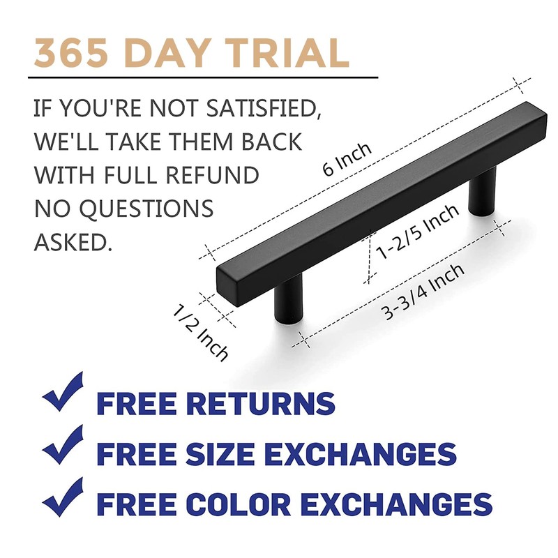 Ravinte 30 Pack 6'' Square Cabinet Pulls Matte Black Stainless