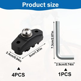 2 Pairs 50mm Road Bike Brake Pads for Bicycle, Bicycle Brake Pads in Mountain, Break Pad Bike, C-Shaped Break Blocks with Hex Nut Installation Tool, No Noise, Reliable Performance for Wet Conditions