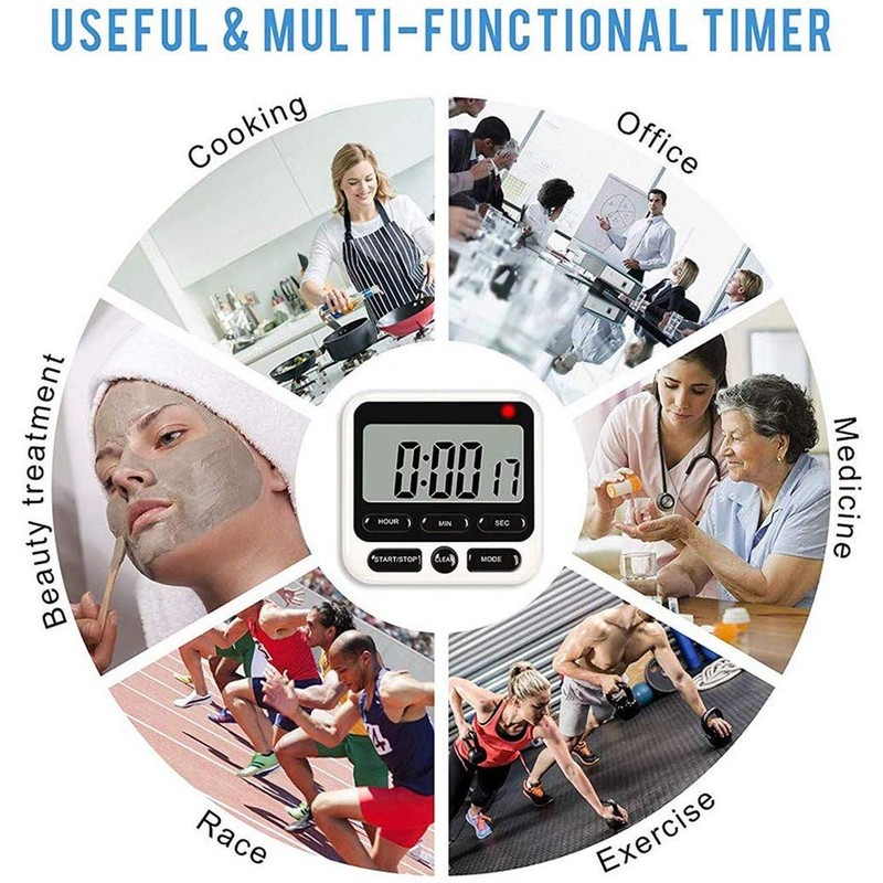 Digital Kitchen Timer with Mute/Loud Alarm Switch ON/Off Switch, 12
