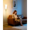 Lightdot 64.6IN Gold Floor Lamp Dimmable Linen Shade LED Floor