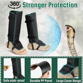 NIFUYOP Snake Gaiters Leg Guards, Snakeproof Gaiters for Hiking Men Women Lower Legs, Adjustable Snake Bite Protective Upgrade for Hunting, Hiking and Farm Working