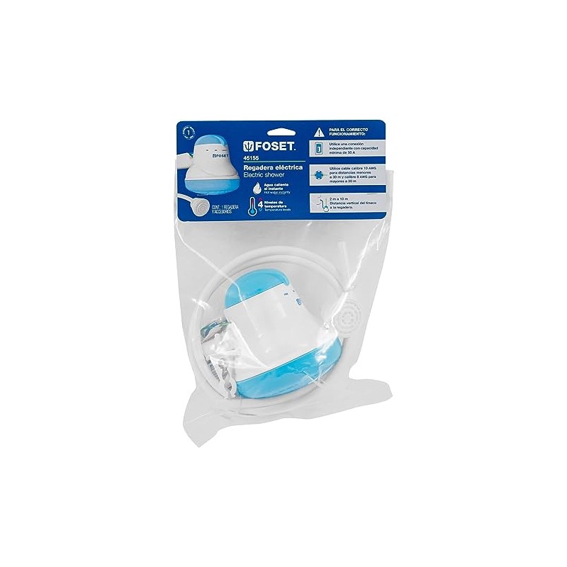 Foset REGEL-4A, Regadera eléctrica de 4 temperaturas 5-3/4" Azul