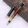 LANCHEN Imitation Wood Red with Carved Flower Medium Nib 0.5