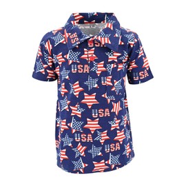 Unique Baby Camiseta polo para niños con estrellas de la bandera americana del 4 de julio, Bandera de estrellas, 18 meses