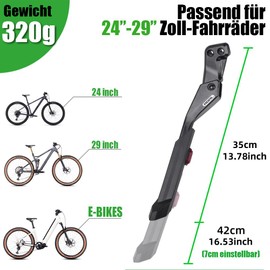 RBRL Bicycle Stand with 18 mm Hole Spacing, Adjustable Bicycle Stand Made of Aluminium Alloy, Durable and Non-Slip Bicycle Stand Rear Wheel, Suitable for 24-29 Inch Mountain Bikes, Ebike