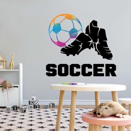 Design With Vinyl Wall Decal Soccer Cleat Shoe and Multicoloured Football Bedroom Wall Sticker Decoration - Removable Size: 33 in x 29.7 in
