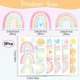 Glow in The Dark Rainbow Wall Sticker Glowing Rainbow Wall Stickers Boho Wall Art Stickers Glow in The Dark Stars for Ceiling Girls Wall Stickers for Kids Girls Boys Bedroom Living Room Wall Decor