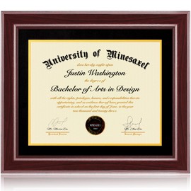 Minesaxel 14x17 Diploma Frames 11x14 with Black Mat - Cherry Red Wood Finish | Shatter-Resistant Glass | for Wall Mounting | Gift for Graduations & Professional Certificate (1 Pack)