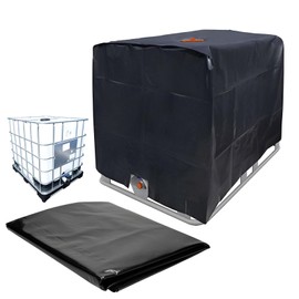 Water Tank Cover 1000L 210D Oxford Cloth, IBC Container Tarpaulin Cover Water Tank Protective Cover,Water Tank Cover Waterproof Dustproof Heat Insulation Protective Cover,116 x 100 x 120CM (Black)