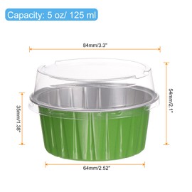HARFINGTON 25Pcs Baking Cups with Lids 5oz Aluminum Foil Liners Mini Disposable Containers Cups Holder Cases Boxes Pans for Dessert Wedding Party, Green