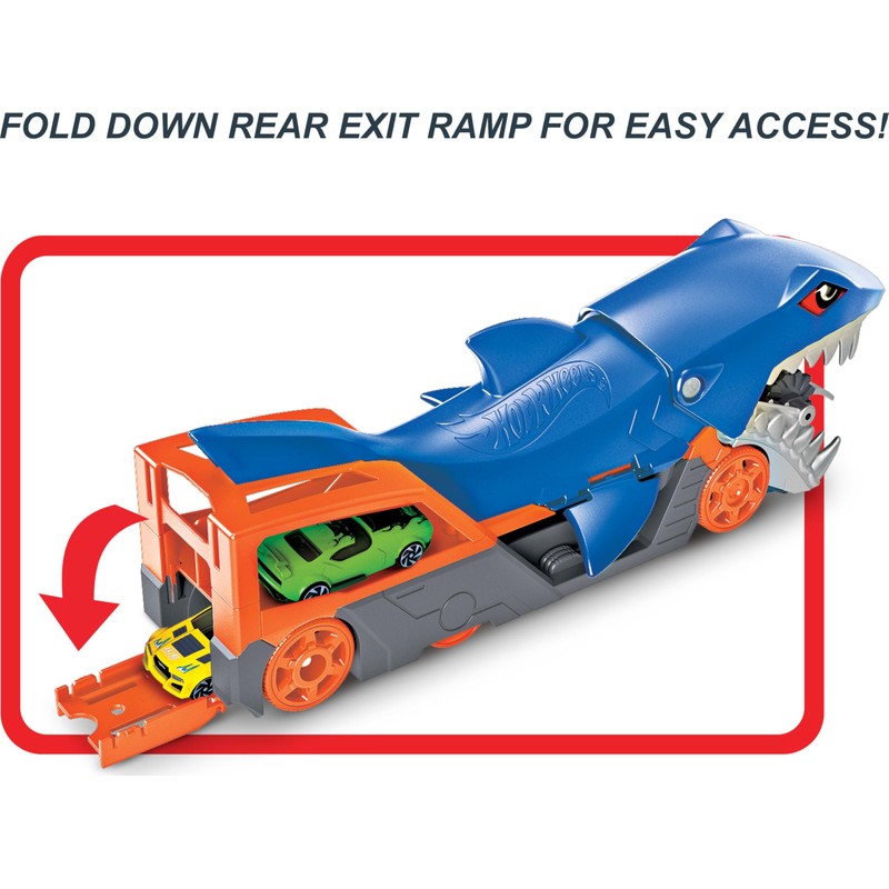 Hot Wheels -Playset Trasportatore Squalo Divoratore con Macchinina, Giocattolo per