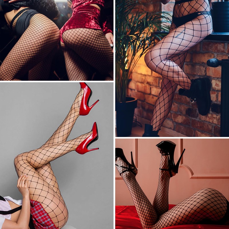 CHRORINE 2 Pack Fishnet Stockings Women High Waist Tights 2