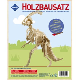 Pebaro 856/4 Holzbausatz Parasaurolophus, 3D Puzzle Dinosaurier, Modellbausatz, Basteln mit Holz, Holzpuzzle, Bastelset, vorgestanzte Holzplatte, ausbrechen, zusammenstecken, fertig, Geschenkidee