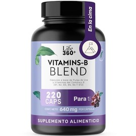 Life 360+ VITAMINS-B GRAPE | 220 cápsulas | Cápsulas a base de pulpa de uva y vitaminas del complejo B (B1, B2, B3, B5, B6 Y B12) | Suplemento Aliment