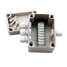 SamIdea 4.3"x 3.1" x 2.8" ABS IP66 Waterproof Universal Electrical CCTV Camera LED Project Enclosure Junction Box with 8P 15A Barrier Terminals,1IN/3 Out Cable Glands