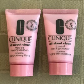 Clinique All About Clean Rinse-off FOAMING CLEANSER Lot Of 2: 1oz Each NEW