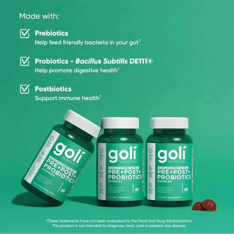 3pc Golii Pre Post Probioticos Sabor Frutos Rojos