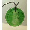 Green Snowman Handmade Up-Cycled Glass Bottle Bottom Sun Catcher Ornament