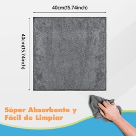Trapos de Cocina, Paños de Microfibra 12PCS, Cleaning Cloth 40 x 40 cm, Toallas de Microfibra Limpieza, Súper Absorbente, Lavable y Reutilizable, Trapo Microfibras para Cocina、Automóvil、Vidrios-Gris