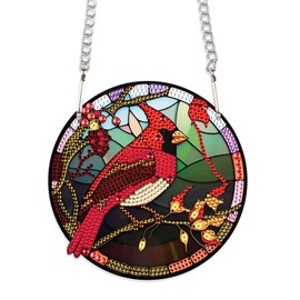 JISHSHAY Diamond Painting Pendant Cardinal Wind Chimes Special Shape Crystal Suncatcher Gem Art Kits